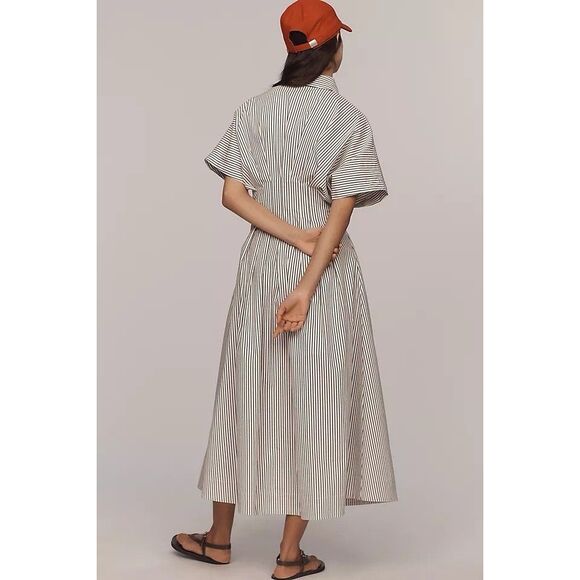 New Anthropologie The Tobie Button-Front Pleated Shirt Dress by Exquise Size Xs - Picture 3 of 12